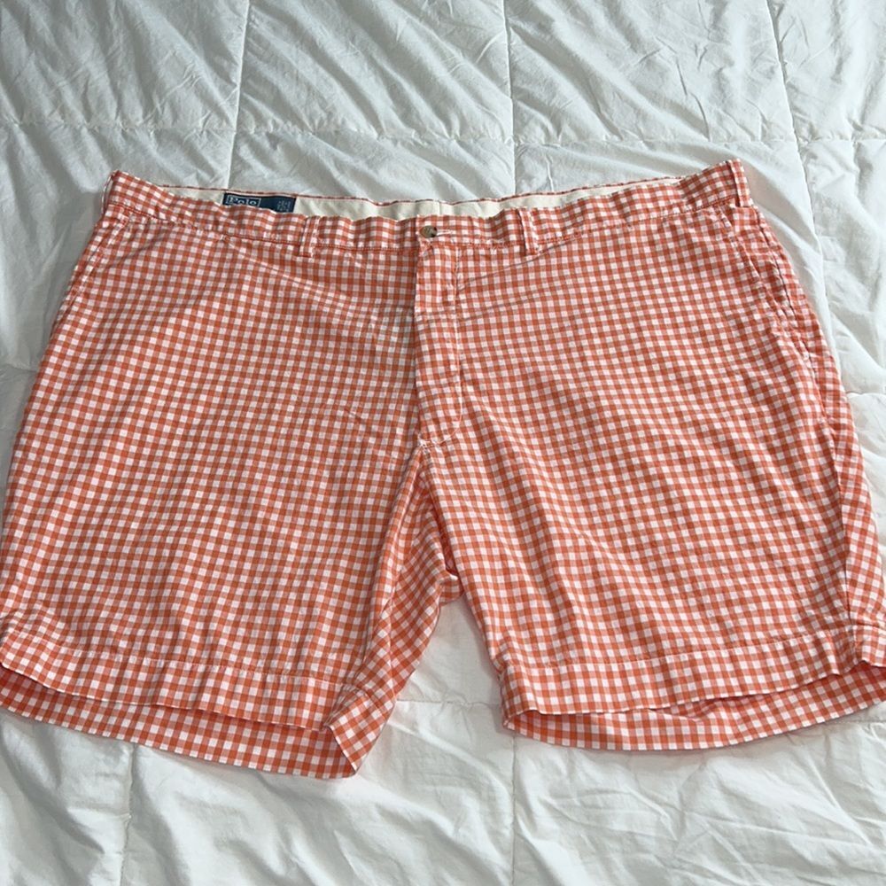 Polo Ralph Lauren Orange Checkered Suffield Shorts Mens Size 50B